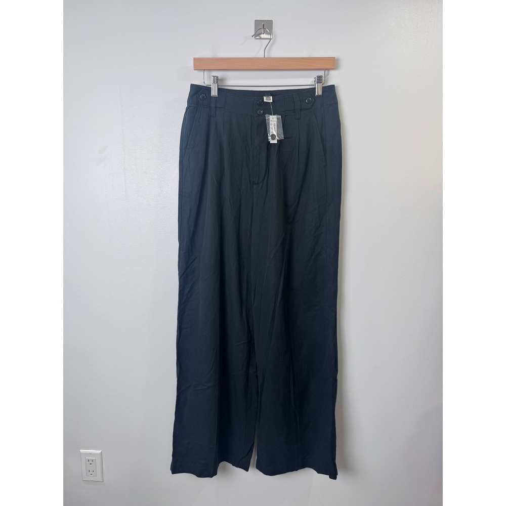 NWT Madewell Women The Harlow Black Wide Leg Pant Pleated NG521 Size 6
